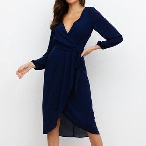 Yumi Kim Julienne Wrap Dress in Navy Blue